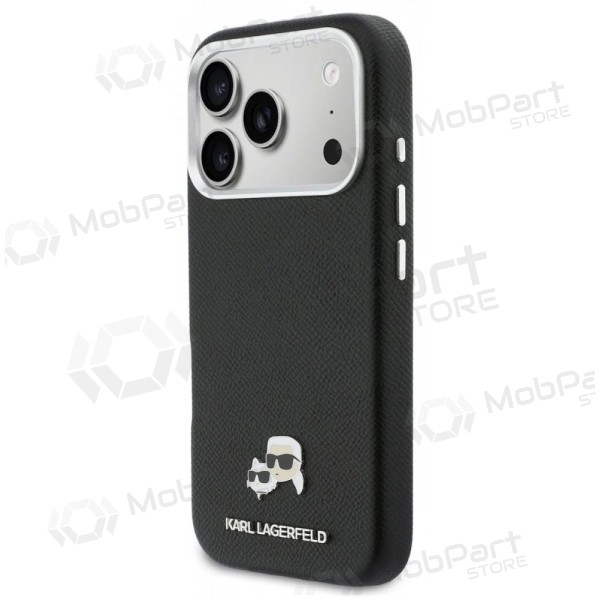 Capa para Apple iPhone 17 Pro - Karl Lagerfeld PU Karl and Choupette Heads Pins MagSafe (preta)