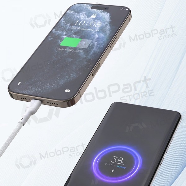 Cabo USB-C Dudao L9C USB-C para USB-C 1 m 65 W branco