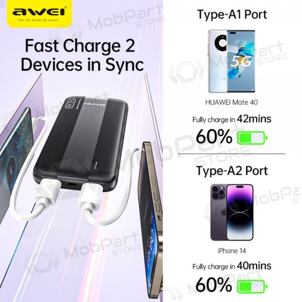 Bateria externa Power Bank Awei P20K 5V/2.4A 10000mAh preto