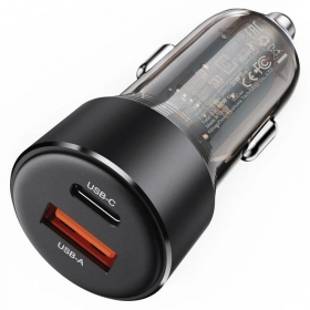 Carregador de carro Acefast B12 60W USB-C/USB-A preto