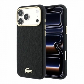 Capa para Apple iPhone 18 Pro Max - Lacoste PU Leather Champs Elysees Gold Logo MagSafe
