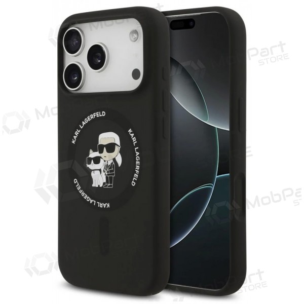 Capa para Apple iPhone 17 Pro - Karl Lagerfeld Liquid Silicone Karl and Choupette MagSafe (preta)