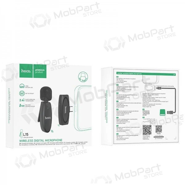 Microfone Hoco L15 Type-C preto