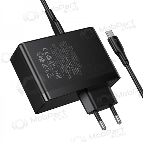 Carregador de rede Hoco N85 100 W 3x USB-C + USB-A com cabo USB-C 2 m preto