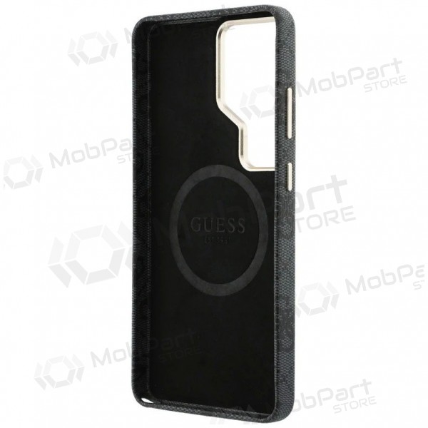Capa Samsung Galaxy S26 Ultra - Guess PU Leather 4G Strass Logo Gold Frame Magnetic (preta)