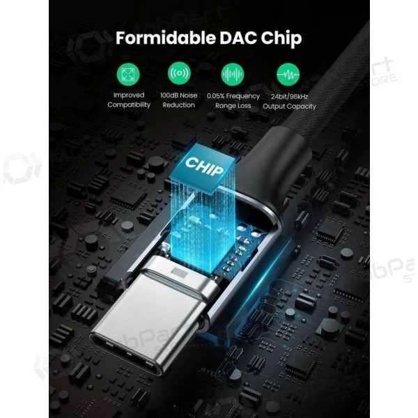 Adaptador de áudio Ugreen AV161 USB-C para 3.5 mm cinzento