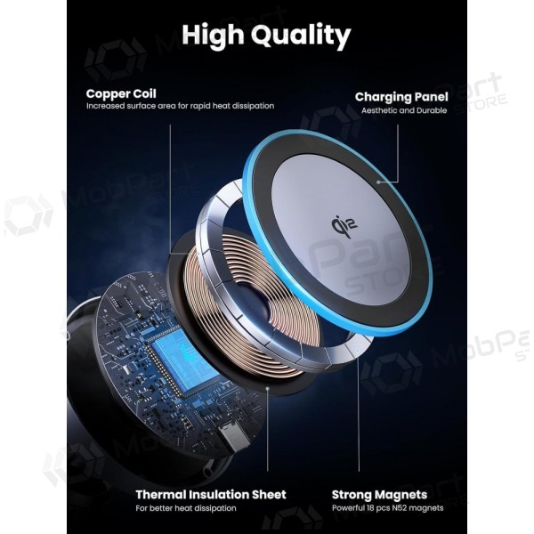 Suporte de telefone para carro com carregamento sem fio Ugreen W708 MagSafe 15 W para grelha de ventilação