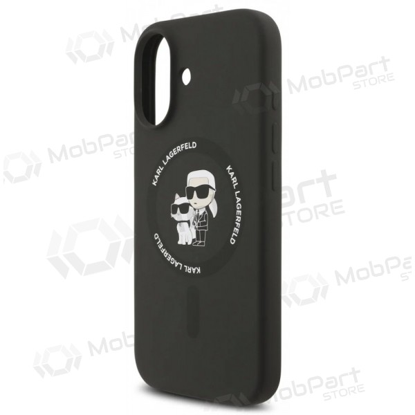 Capa para Apple iPhone 17 -Karl Lagerfeld Liquid Silicone Karl and Choupette MagSafe (preta)