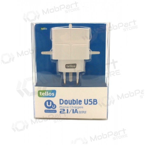 Carregador Tellos su USB (dual) (1A+2.1A) (branco)