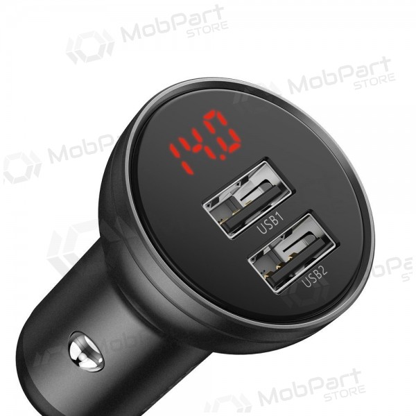 Carregador de telefone para carro Baseus Digital Display CCBX-0G 24 W 2x USB-A preto