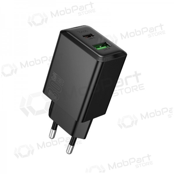 Carregador de telefone Hoco N71 30 W GaN USB-C + USB-A preto
