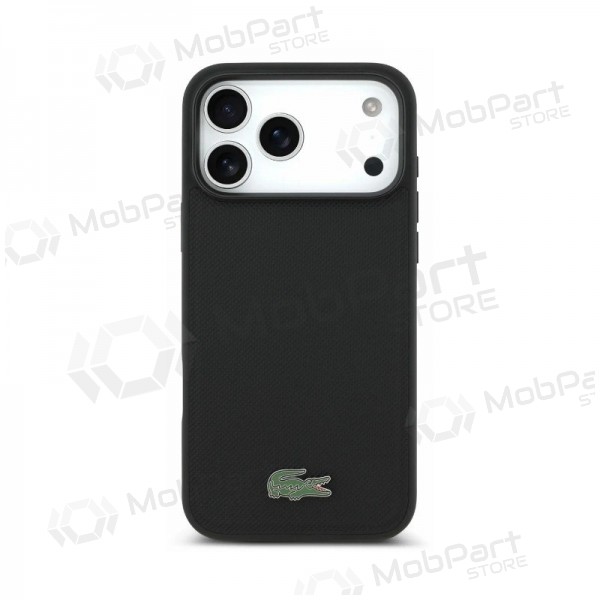 Capa para Apple iPhone 18 Pro Max - Lacoste PVC Petit Pique Semi Wrap Embossed MagSafe (preto)