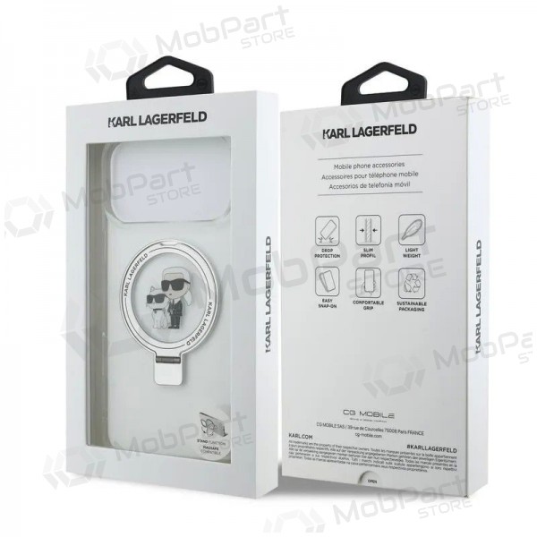 Capa para Apple iPhone 17 Pro Max - Karl Lagerfeld Ringstand Karl and Choupette MagSafe (transparente)