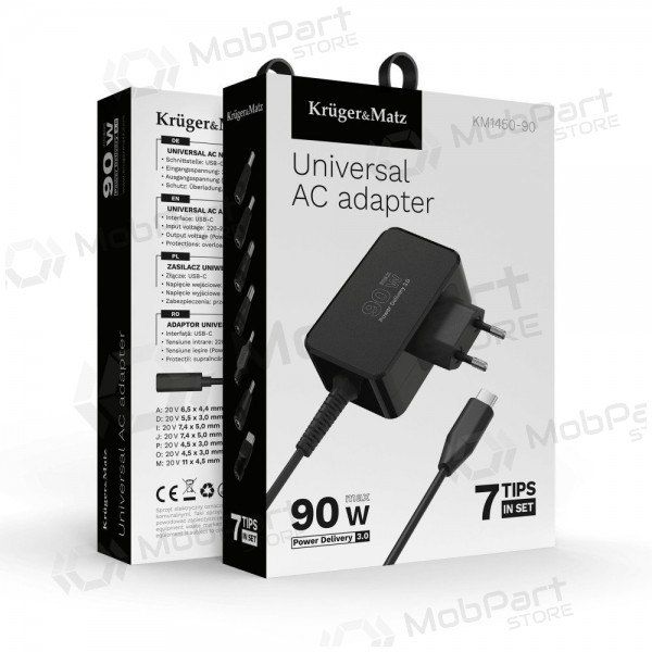Carregador universal para portáteis Kruger&Matz 90W preto