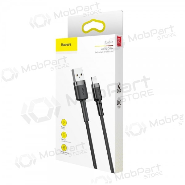 USB cabo Baseus Cafule USB-A to Lightning 2.4A 1.0m cinza-preto CALKLF-BG1