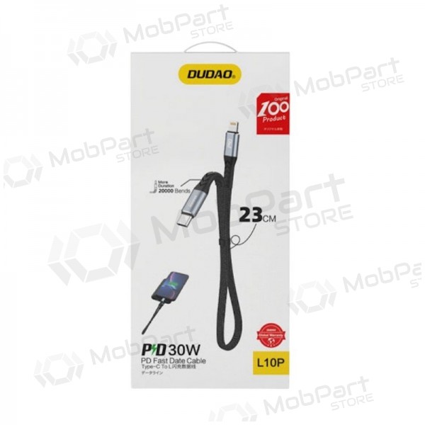 Cabo Lightning Dudao L10P USB-C para Lightning 0.23 m 20 W preto
