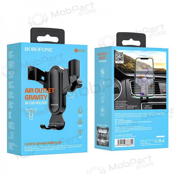 Automobilinis Universal telefono laikiklis Borofone BH74 mounted on ventilation grilles, preto