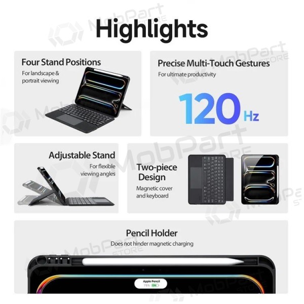Capa para Apple iPad Pro 11 2024, 2025 com teclado - Dux Ducis DK (preta)