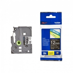 Brother TZE-335 (TZE335) Cartucho de fita de etiquetagem laminada, branco sobre preto 12mm, 8m
