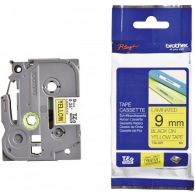 Brother TZe-621 (TZE621) Cartucho de fita de etiquetagem laminada P-touch, preto sobre amarelo 9mm, 8m