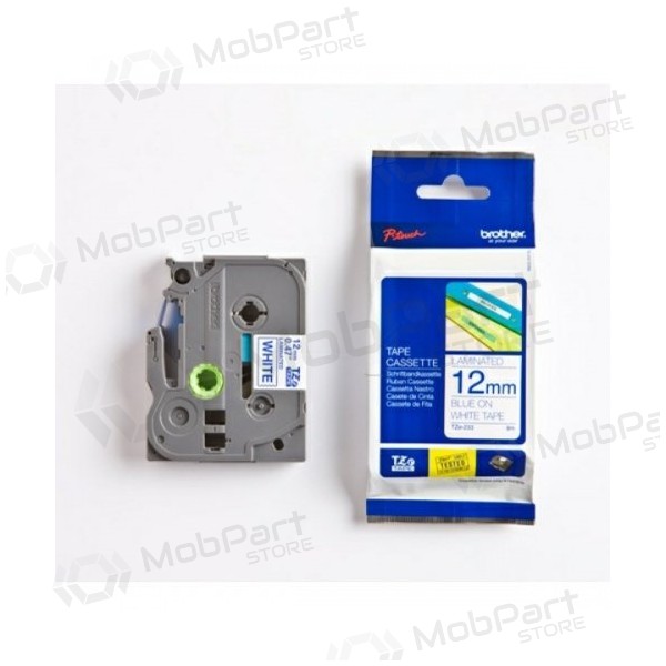 Fita de rotulagem laminada Brother TZe-233 (TZe233) 12mm 8m, azul sobre branco