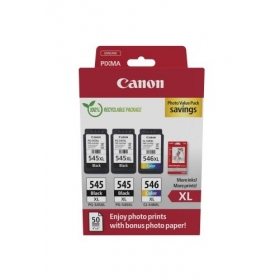 Canon PG-545XL/CL-546XL (8286B015) Pacote de valor fotográfico Conjunto de cartuchos de tinta, BK/CMY