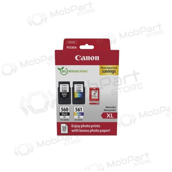 Conjunto de tinteiros Canon CRG PG-560XL/CL-561XL (3712C008), BK/CMY