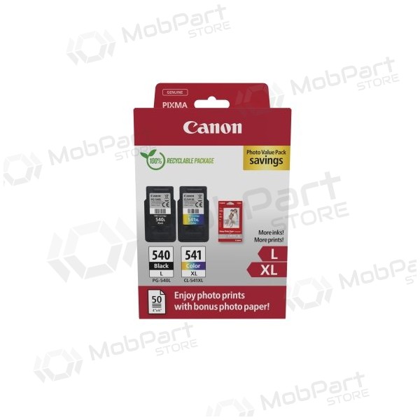 Canon PG-540L/CL-541XL (5224B012) Pacote de valor fotográfico Conjunto de cartuchos de tinta, BK/CMY