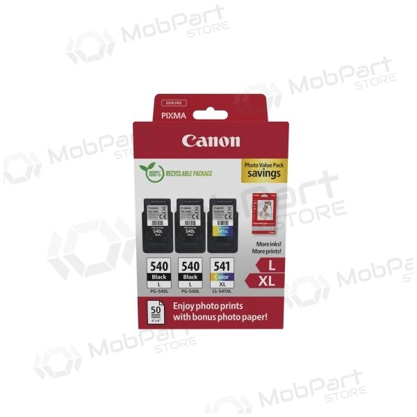 Canon PG-540L/CL-541XL (5224B015) Pacote de valor fotográfico Conjunto de cartuchos de tinta, BK/CMY