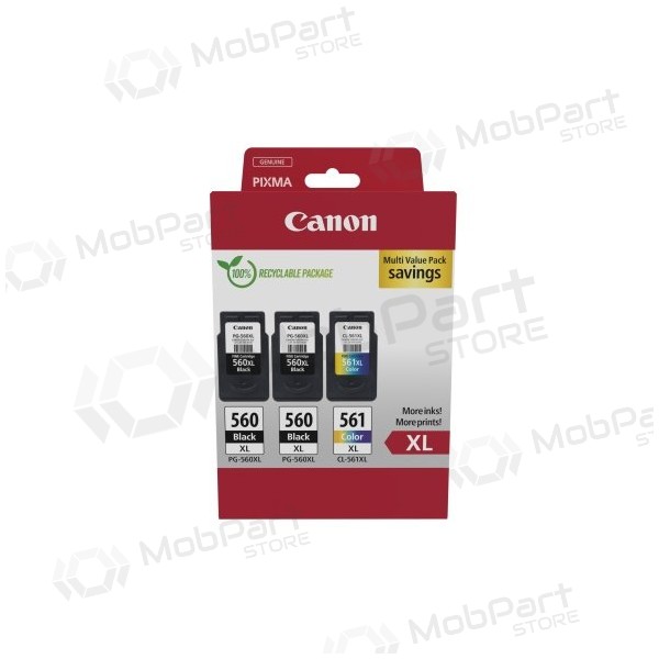 Canon PG-560XL/CL-561XL (3712C009) Conjunto de tinteiros, BK/CMY