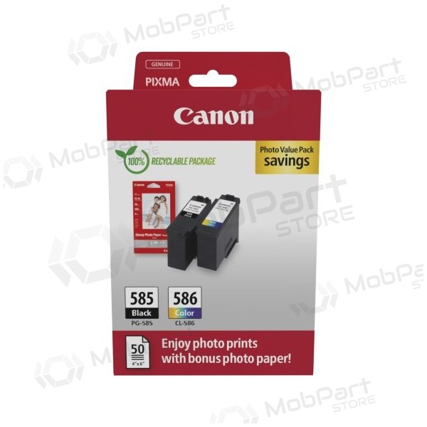 Canon PG-585/CL-586 (6205C004) Pacote de valor fotográfico Conjunto de cartuchos de tinta, BK/CMY