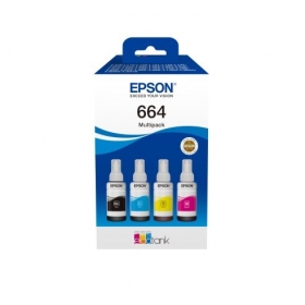 Epson 664 EcoTank (C13T66464A) Conjunto de garrafas de recarga de tinta, CMYK