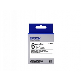 Cartucho de etiqueta Epson LK-2WBN cola estándar negro sobre blanco 6mm (9m)