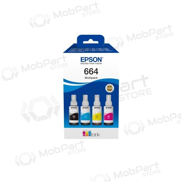 Epson 664 EcoTank (C13T66464A) Conjunto de garrafas de recarga de tinta, CMYK