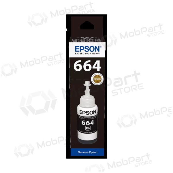 Epson 664BK (C13T66414A) Garrafa de recarga de tinta, Preto