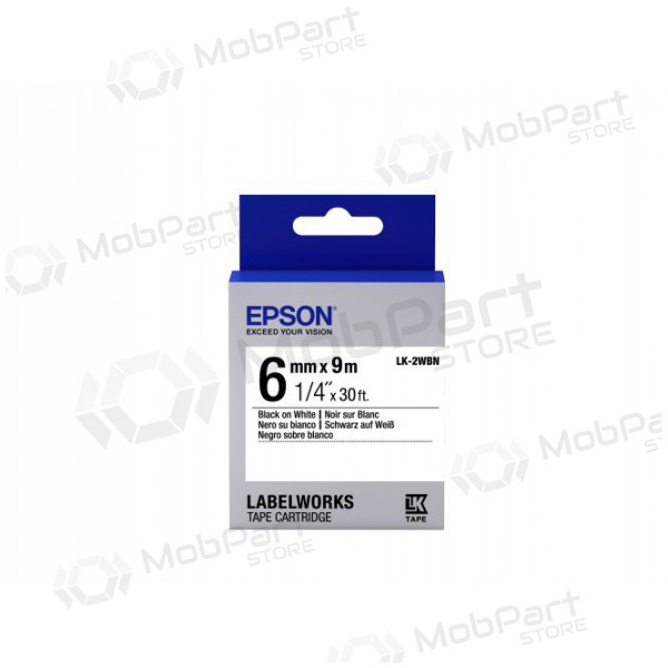 Epson cartucho de etiquetas LK-2WBN cola padrão preto sobre branco 6mm (9m)