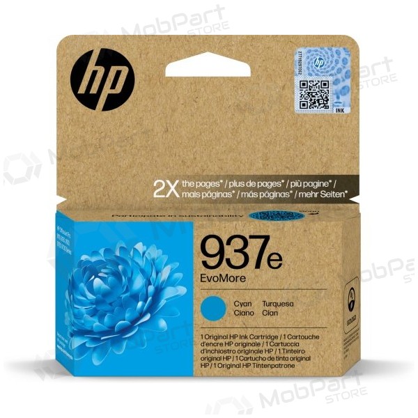 Cartucho de tinta HP 937e EvoMore (4S6W6NE), Ciano