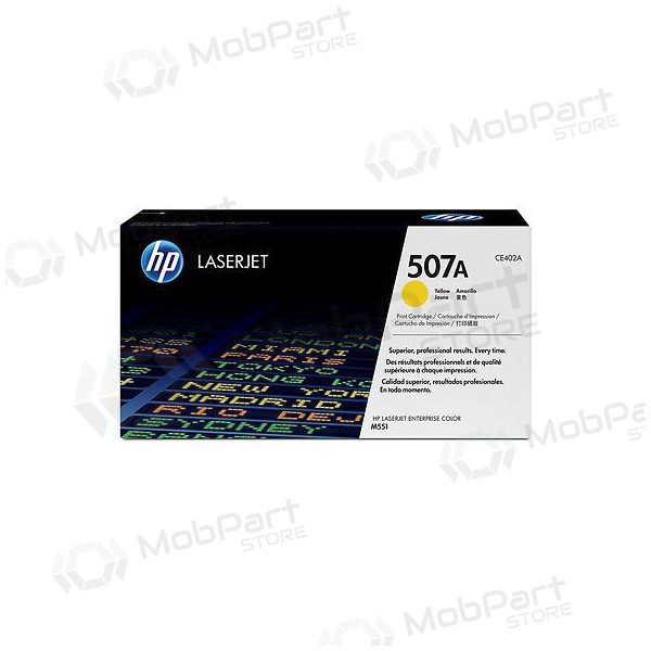 HP No.507A (CE402A), amarelo cartucho para impressoras a laser, 6000 páginas.