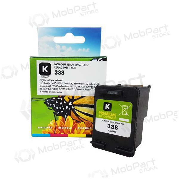 Cartucho compatível Static Control HP 338 (C8765EE), preto, para impressoras a jato de tinta, 480 páginas.
