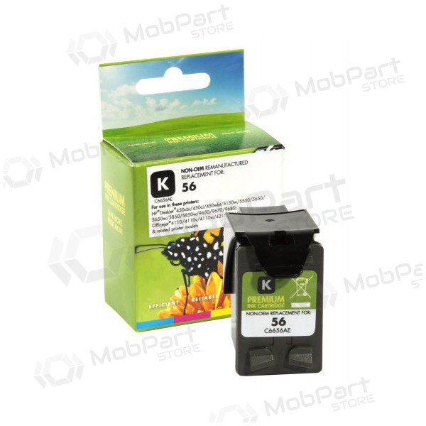 Cartucho compatível Static Control HP 56 (C6656A), preto, para impressoras a jato de tinta, 450 páginas.