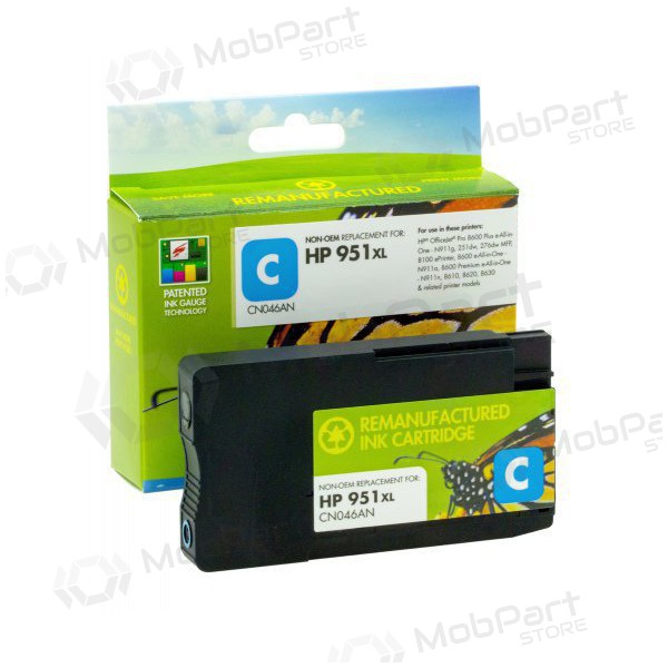 Cartucho de Tinta Compatível Static Control HP 951XL (CN046AE), Ciano, com Chip Novo, para Impressoras Jato de Tinta, 1500 Páginas.