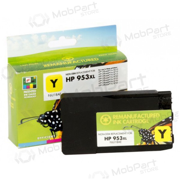 Cartucho de Tinta Compatível HP 953XL (F6U18AE) Static Control, Amarelo, com Novo Chip, para Impressoras Jato de Tinta, 1600 Páginas.